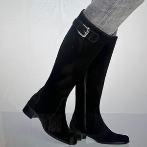 La Canadienne Poppie Waterproof Knee High Boots Black Suede
